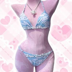 Cute Light Blue Cinnamoroll Print Bikini Set